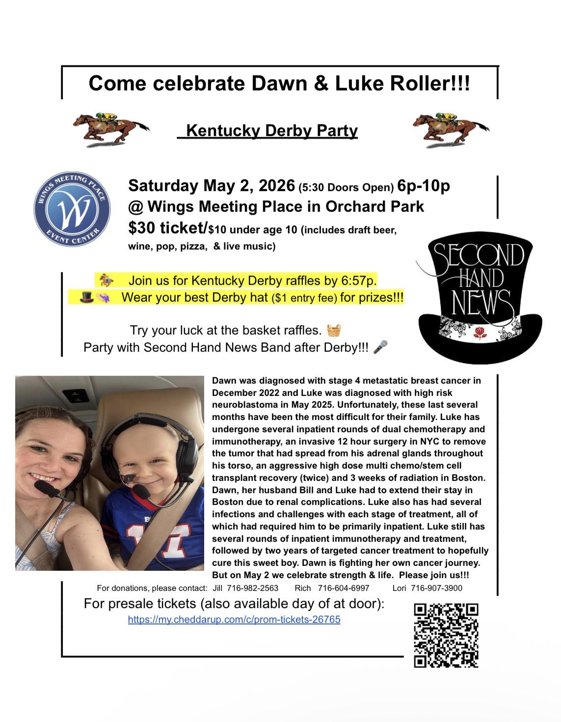 Benefit for Dawn & Luke Roller (Kentucky Derby Themed). Doors open at 5:30pm.